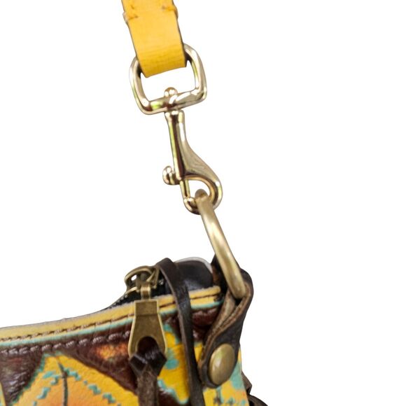 L3 Designs Cowhide Fringed Western Crossbody Bag Brown Yellow One Of A Kind - Picture 9 of 12